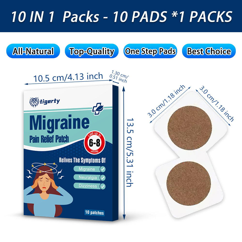 tigerty Head Ease Patches (10-Pack) - Herbal Cooling Stickers for Head Pressure Relief, Long-Lasting Temple & Neck Application, Non-Medicated Wellness Essentials
