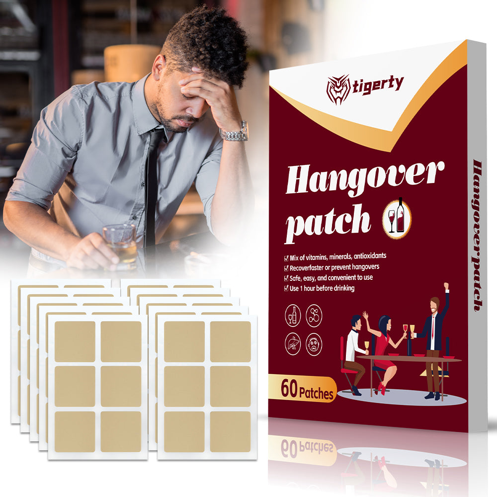 tigerty Vitamin Recovery Patches (60 Patches/Box) - Antioxidant-Infused Pre/Post-Driving Stickers with B-Complex Formula, 8H Adhesive Wellness Support for Adults (Non-Medicated Care Kit)