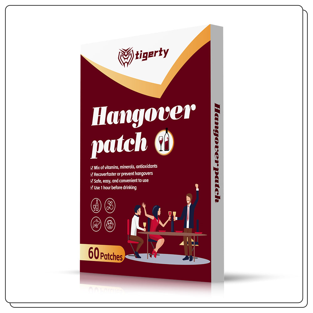 tigerty Vitamin Recovery Patches (60 Patches/Box) - Antioxidant-Infused Pre/Post-Driving Stickers with B-Complex Formula, 8H Adhesive Wellness Support for Adults (Non-Medicated Care Kit)