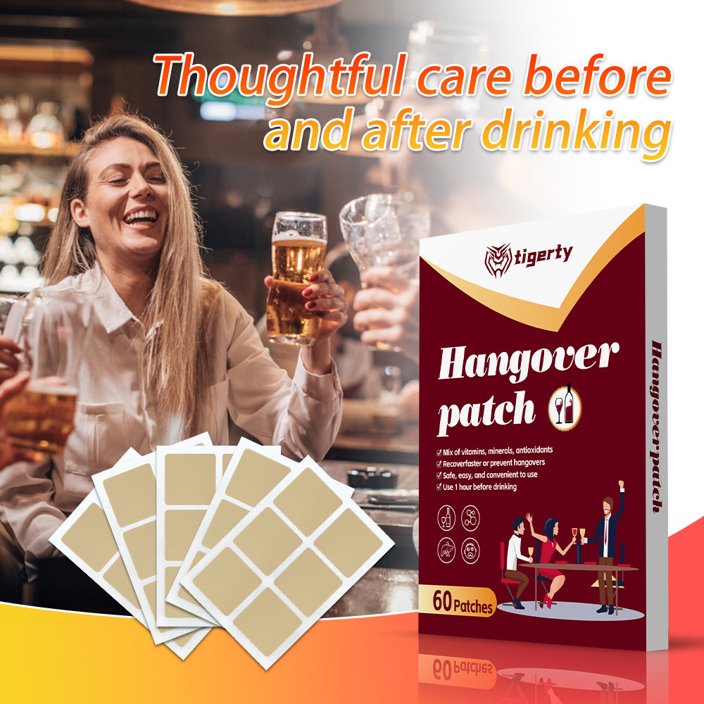 tigerty Vitamin Recovery Patches (60 Patches/Box) - Antioxidant-Infused Pre/Post-Driving Stickers with B-Complex Formula, 8H Adhesive Wellness Support for Adults (Non-Medicated Care Kit)