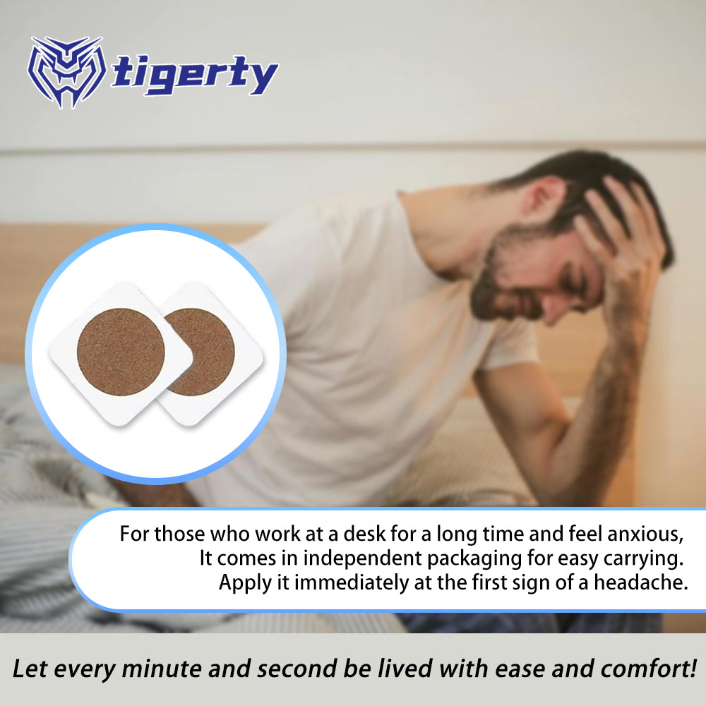 tigerty Head Ease Patches (10-Pack) - Herbal Cooling Stickers for Head Pressure Relief, Long-Lasting Temple & Neck Application, Non-Medicated Wellness Essentials