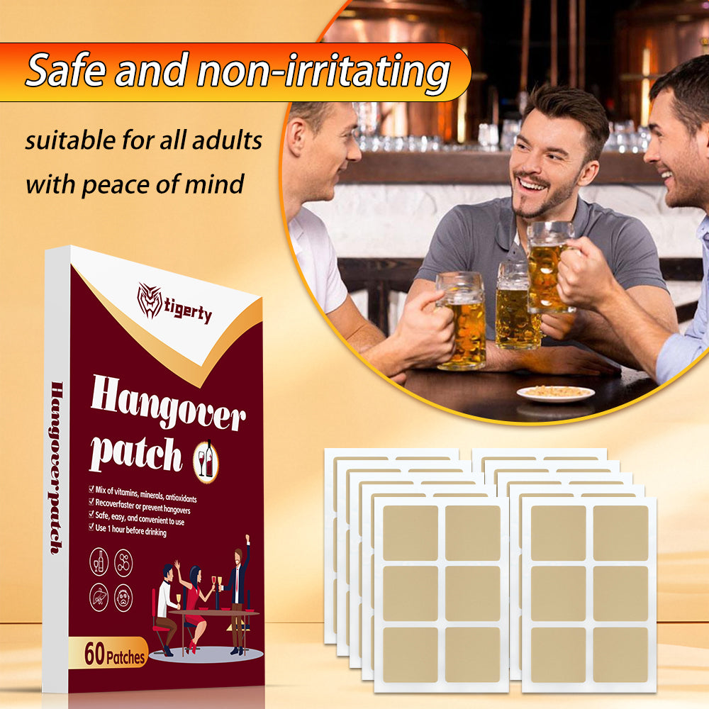 tigerty Vitamin Recovery Patches (60 Patches/Box) - Antioxidant-Infused Pre/Post-Driving Stickers with B-Complex Formula, 8H Adhesive Wellness Support for Adults (Non-Medicated Care Kit)