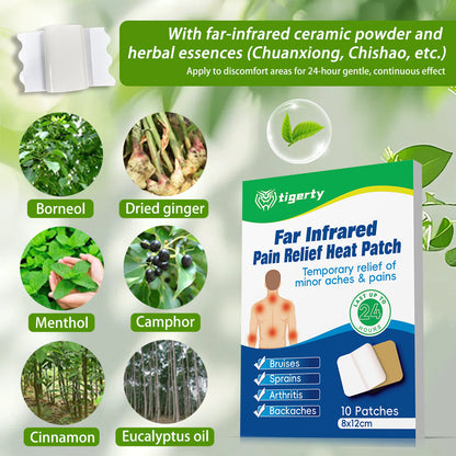 10 tigerty plant-based pain relief patches - 1 box